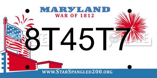 8T45T7 Maryland License Plate
