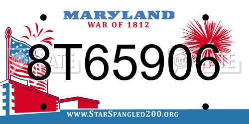 8T65906 Maryland License Plate