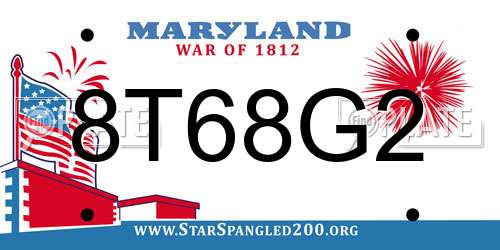 8T68G2 Maryland License Plate