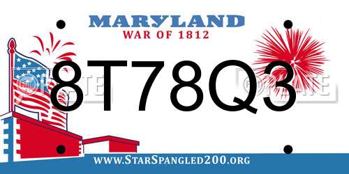 8T78Q3 Maryland License Plate