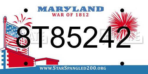 8T85242 Maryland License Plate
