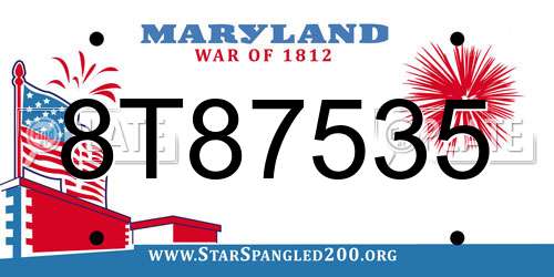 8T87535 Maryland License Plate