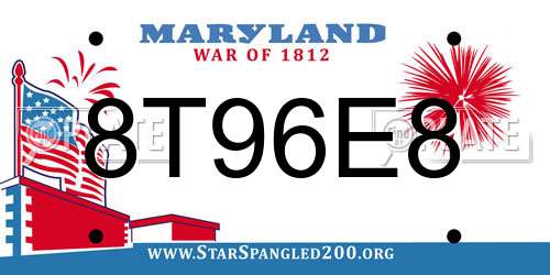 8T96E8 Maryland License Plate