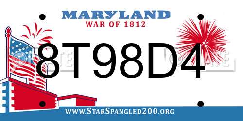 8T98D4 Maryland License Plate