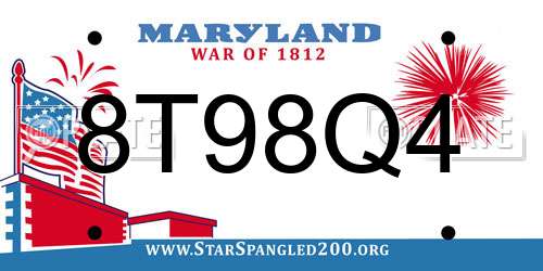 8T98Q4 Maryland License Plate