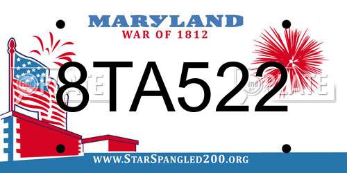 8TA522 Maryland License Plate