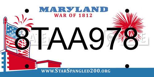 8TAA978 Maryland License Plate