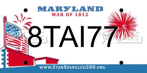 8TAI77 Maryland License Plate