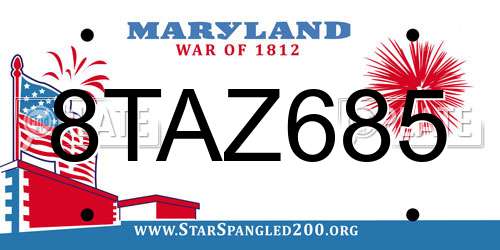 8TAZ685 Maryland License Plate