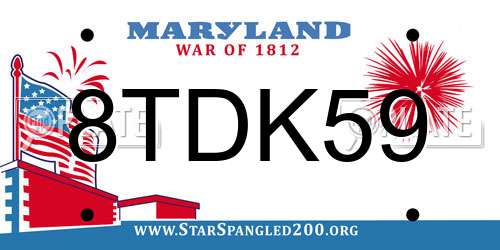 8TDK59 Maryland License Plate