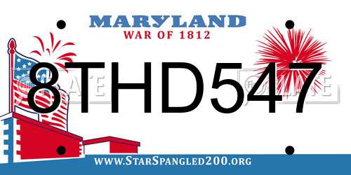 8THD547 Maryland License Plate