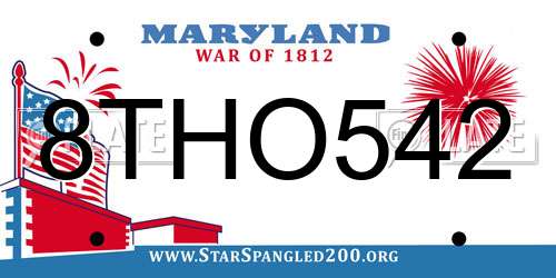 8THO542 Maryland License Plate
