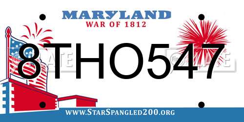 8THO547 Maryland License Plate