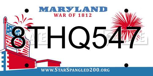 8THQ547 Maryland License Plate