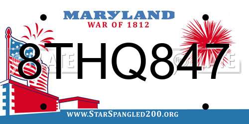 8THQ847 Maryland License Plate