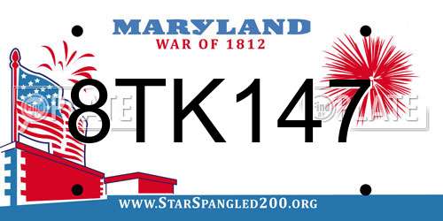 8TK147 Maryland License Plate