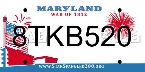 8TKB520 Maryland License Plate