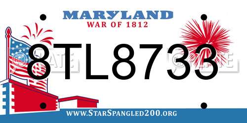 8TL8733 Maryland License Plate