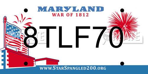 8TLF70 Maryland License Plate
