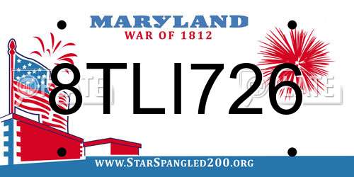 8TLI726 Maryland License Plate