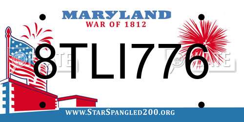 8TLI776 Maryland License Plate
