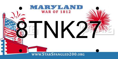 8TNK27 Maryland License Plate