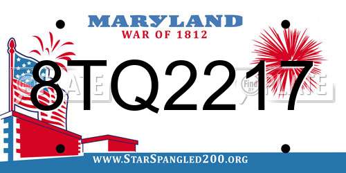 8TQ2217 Maryland License Plate
