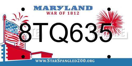 8TQ635 Maryland License Plate