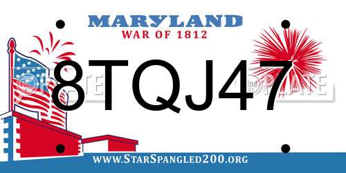 8TQJ47 Maryland License Plate