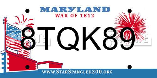 8TQK89 Maryland License Plate