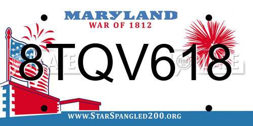 8TQV618 Maryland License Plate