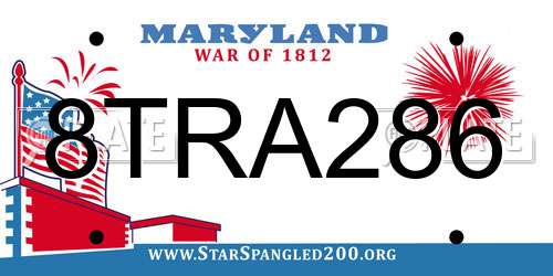 8TRA286 Maryland License Plate