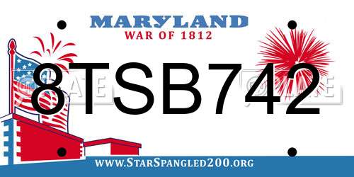 8TSB742 Maryland License Plate