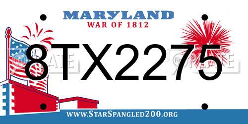8TX2275 Maryland License Plate
