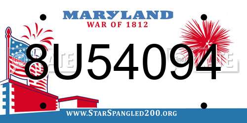 8U54094 Maryland License Plate