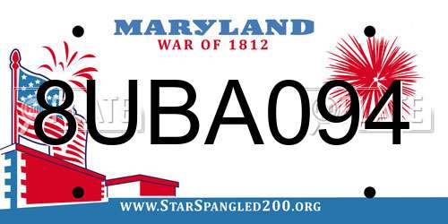 8UBA094 Maryland License Plate