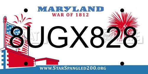 8UGX828 Maryland License Plate