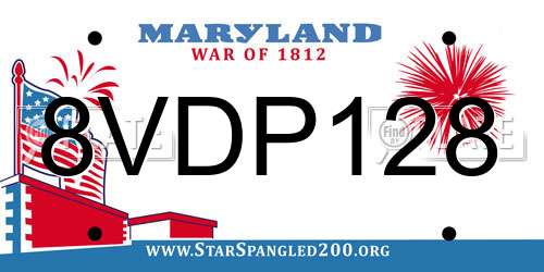 8VDP128 Maryland License Plate