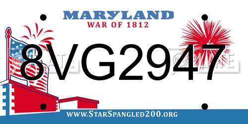 8VG2947 Maryland License Plate