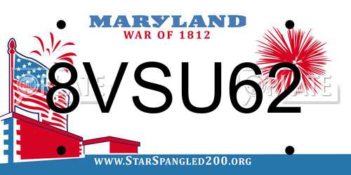 8VSU62 Maryland License Plate