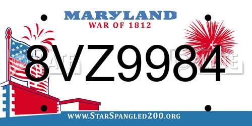 8VZ9984 Maryland License Plate