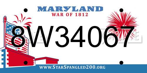 8W34067 Maryland License Plate