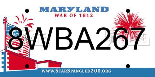 8WBA267 Maryland License Plate