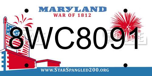 8WC8091 Maryland License Plate