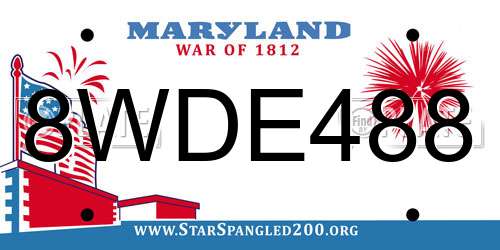 8WDE488 Maryland License Plate