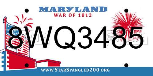 8WQ3485 Maryland License Plate