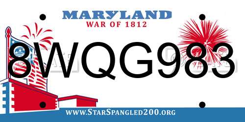 8WQG983 Maryland License Plate
