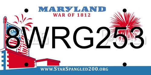 8WRG253 Maryland License Plate