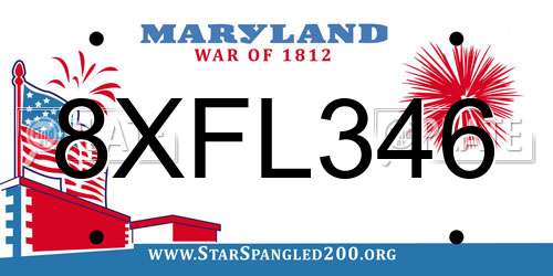 8XFL346 Maryland License Plate