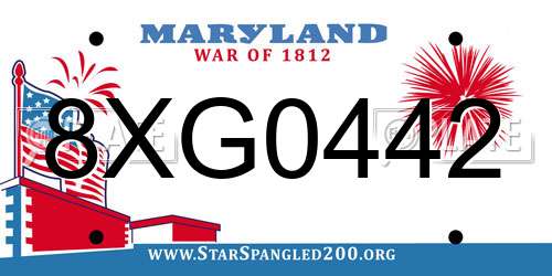 8XG0442 Maryland License Plate